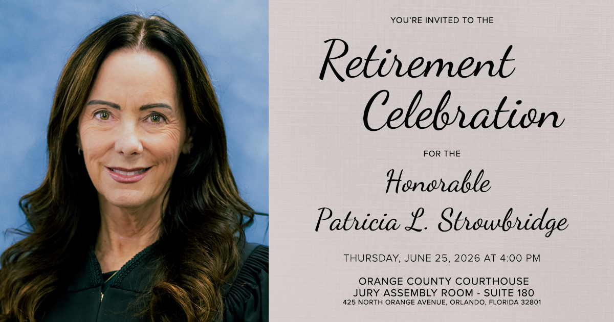 The retriemtent ceremony announcement for Judge Patricia L. Strowbridge
