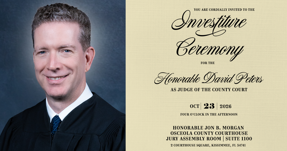 Judge David Peters Investiture Announcement Image