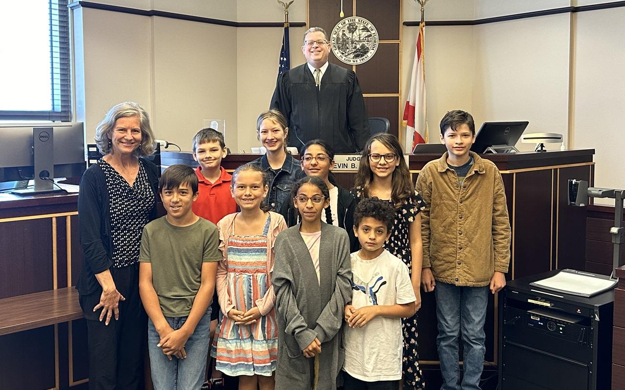 Circuit Judge Kevin Weiss with Students from the Providence Classical School