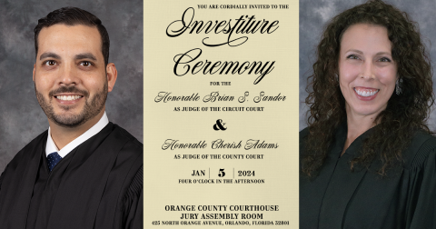 Images of Judges Sandor and Cherish along with announcing their investiture ceremony on January 5th.