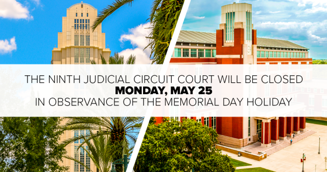 The Ninth will be closed on Monday, May 25 in observance of Memorial Day.