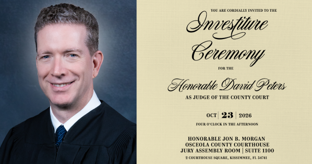 Judge David Peters Investiture Announcement Image