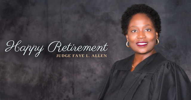 Retirement announcement photo of Judge Faye. L Allen
